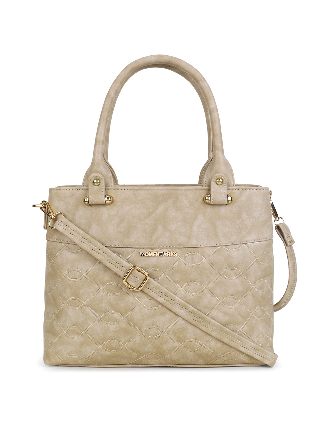 

WOMEN MARKS Textured Structured Handheld Bag, Cream