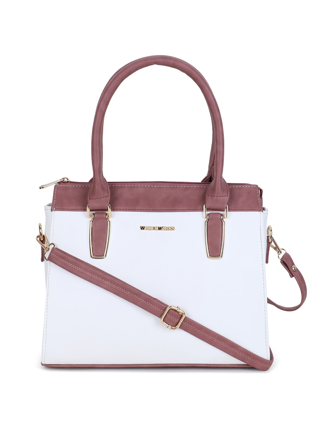 

WOMEN MARKS Colourblocked Structured Handheld Bag, White