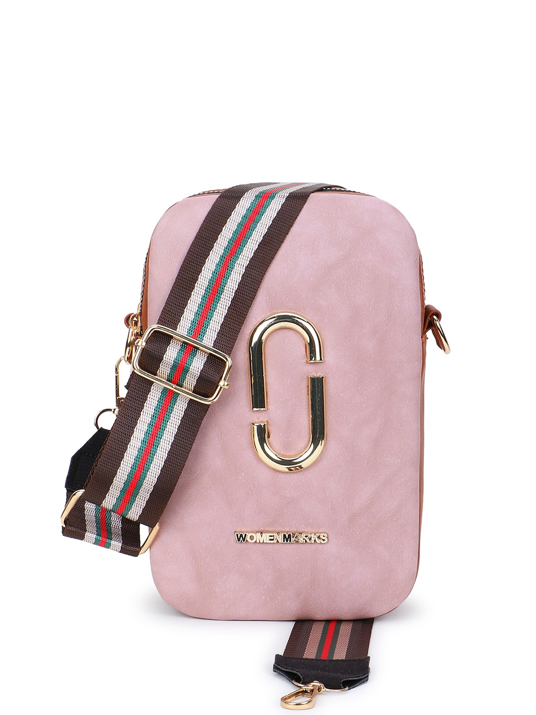 

WOMEN MARKS Structured Sling Bag, Peach