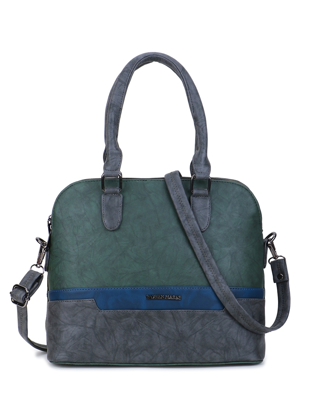 

WOMEN MARKS Colourblocked PU Structured Handheld Bag, Green