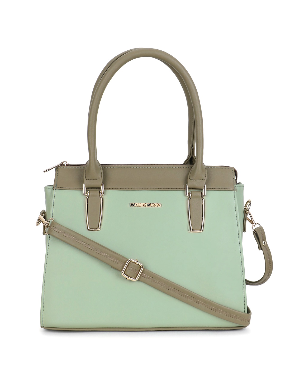 

WOMEN MARKS Colourblocked PU Structured Handheld Bag, Green