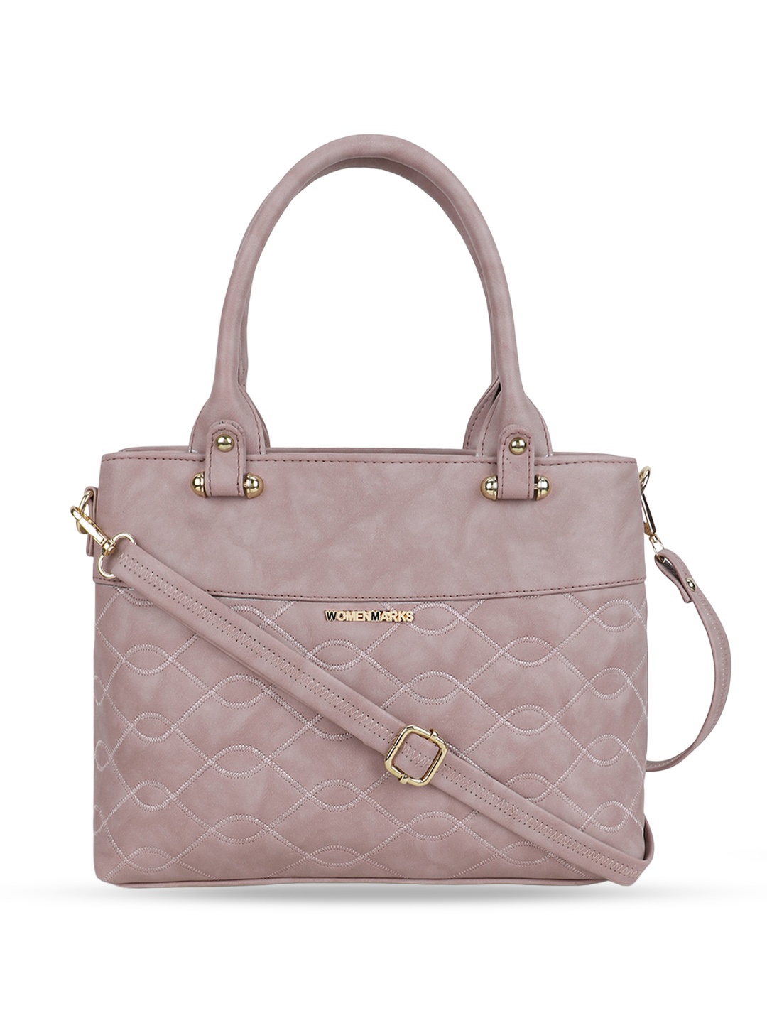 

WOMEN MARKS Structured Handheld Bag with Quilted, Peach