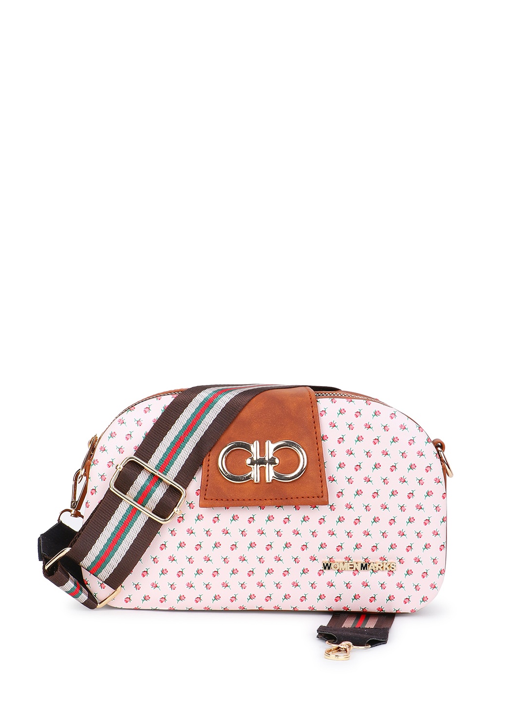 

WOMEN MARKS Floral Printed Structured Sling Bag, Pink