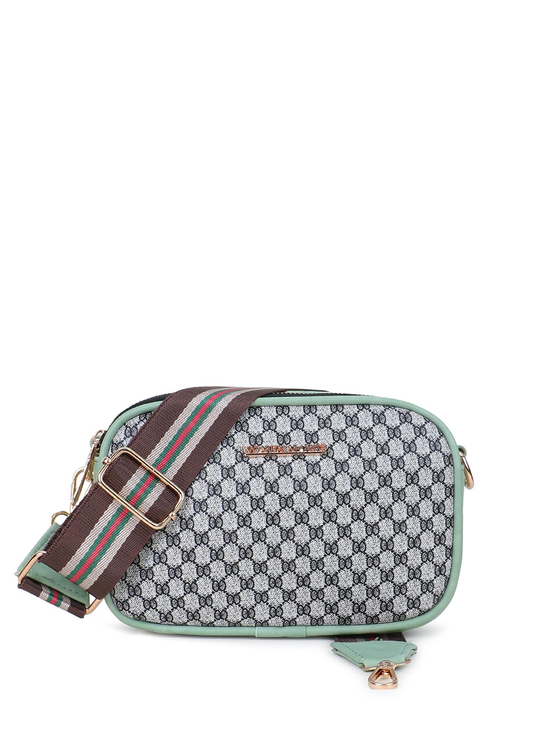 

WOMEN MARKS Ethnic Motifs Printed Structured Sling Bag, Green