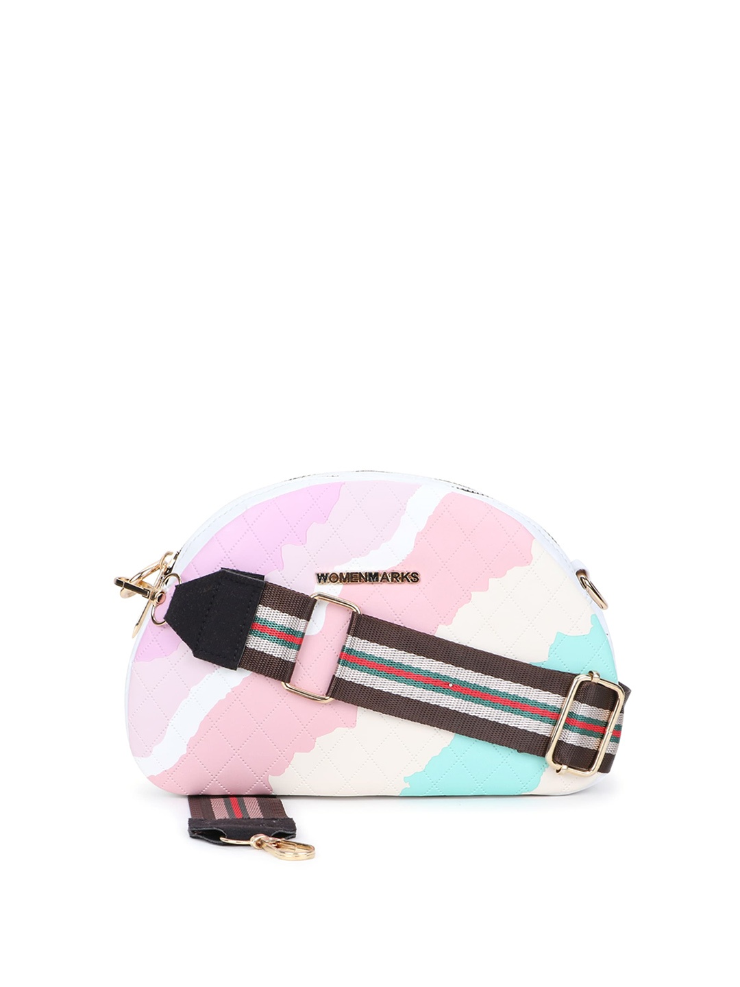 

WOMEN MARKS Striped Structured Sling Bag, Pink