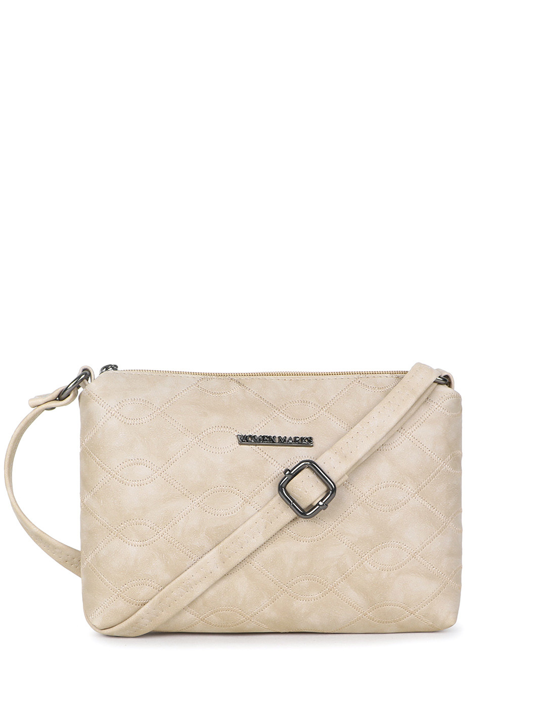 

WOMEN MARKS Textured Structured Sling Bag, Cream