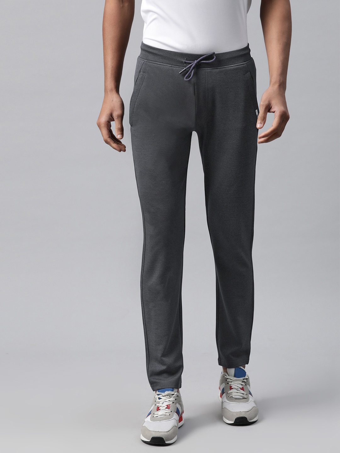 TOM BURG Slim Fit Track Pants, Charcoal