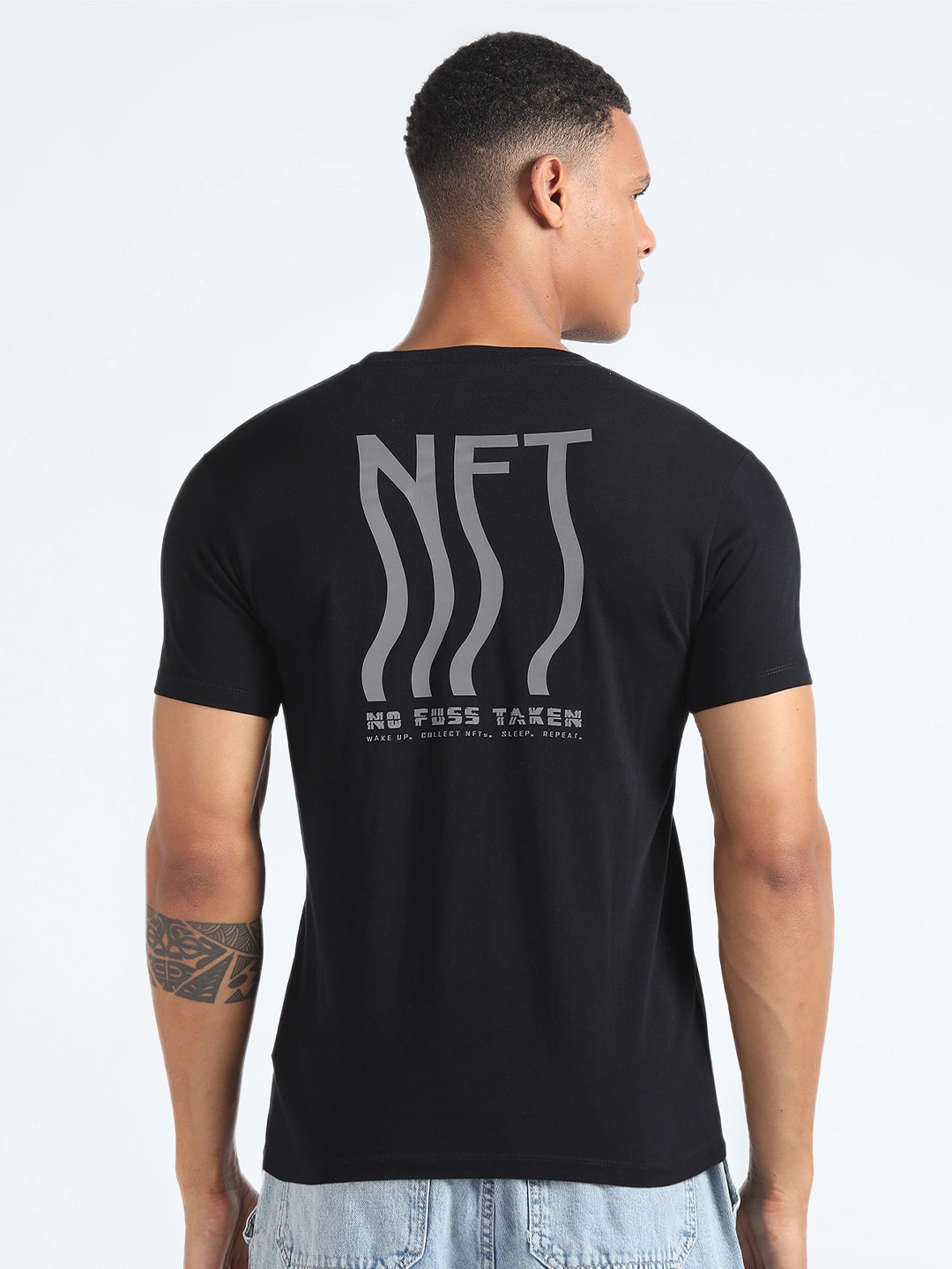 

Flying Machine Slim Fit Typography Printed Round Neck T-shirt, Black