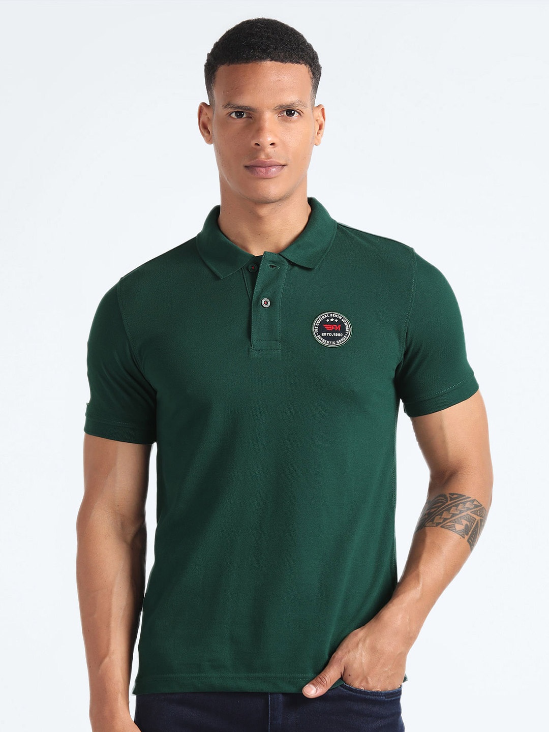 

Flying Machine Polo Collar Short Sleeves T-shirt, Green