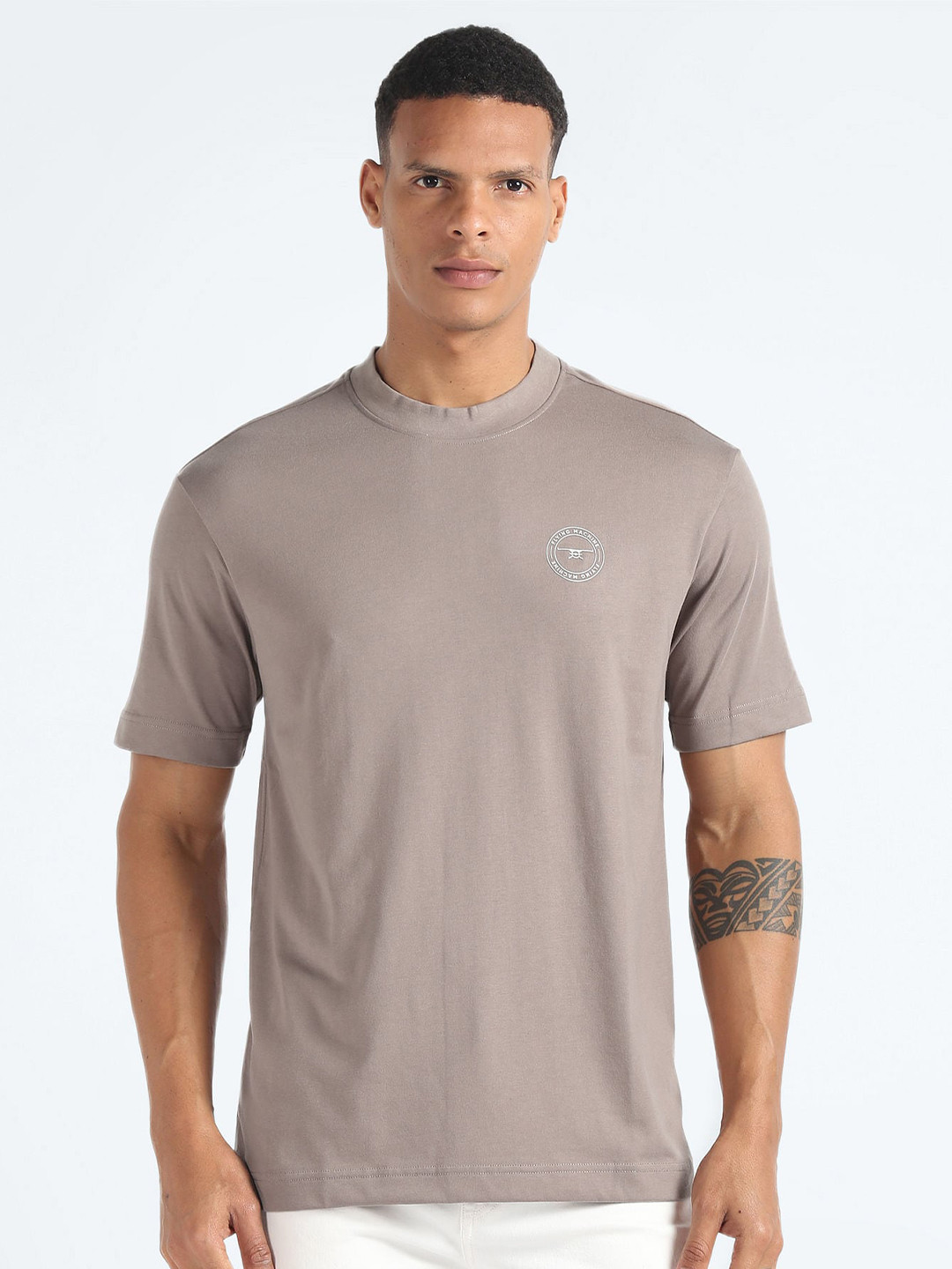 

Flying Machine Round Neck Oversized T-shirt, Brown