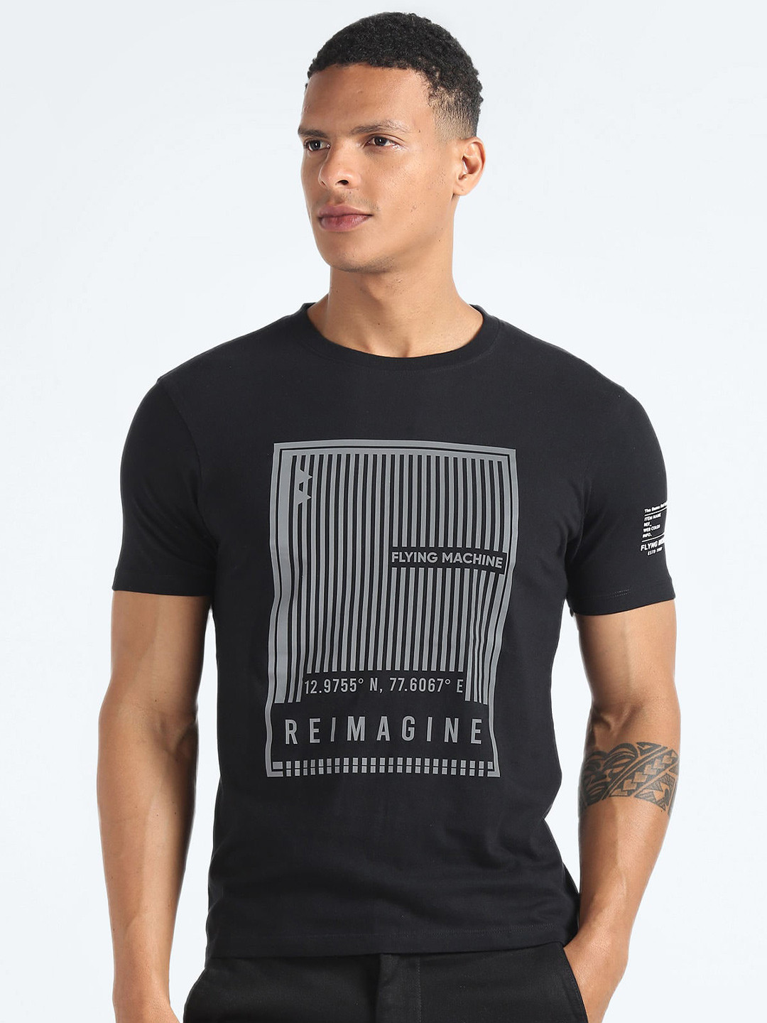 

Flying Machine Typography Printed Slim Fit Cotton T-shirt, Black