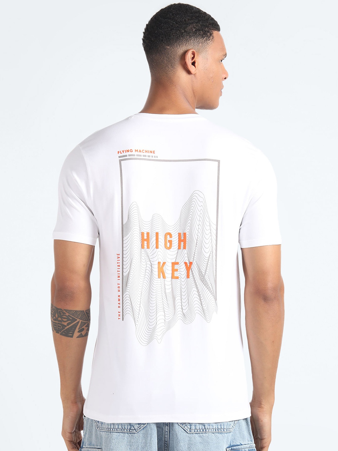 

Flying Machine Typography Printed Pure Cotton T-shirt, White