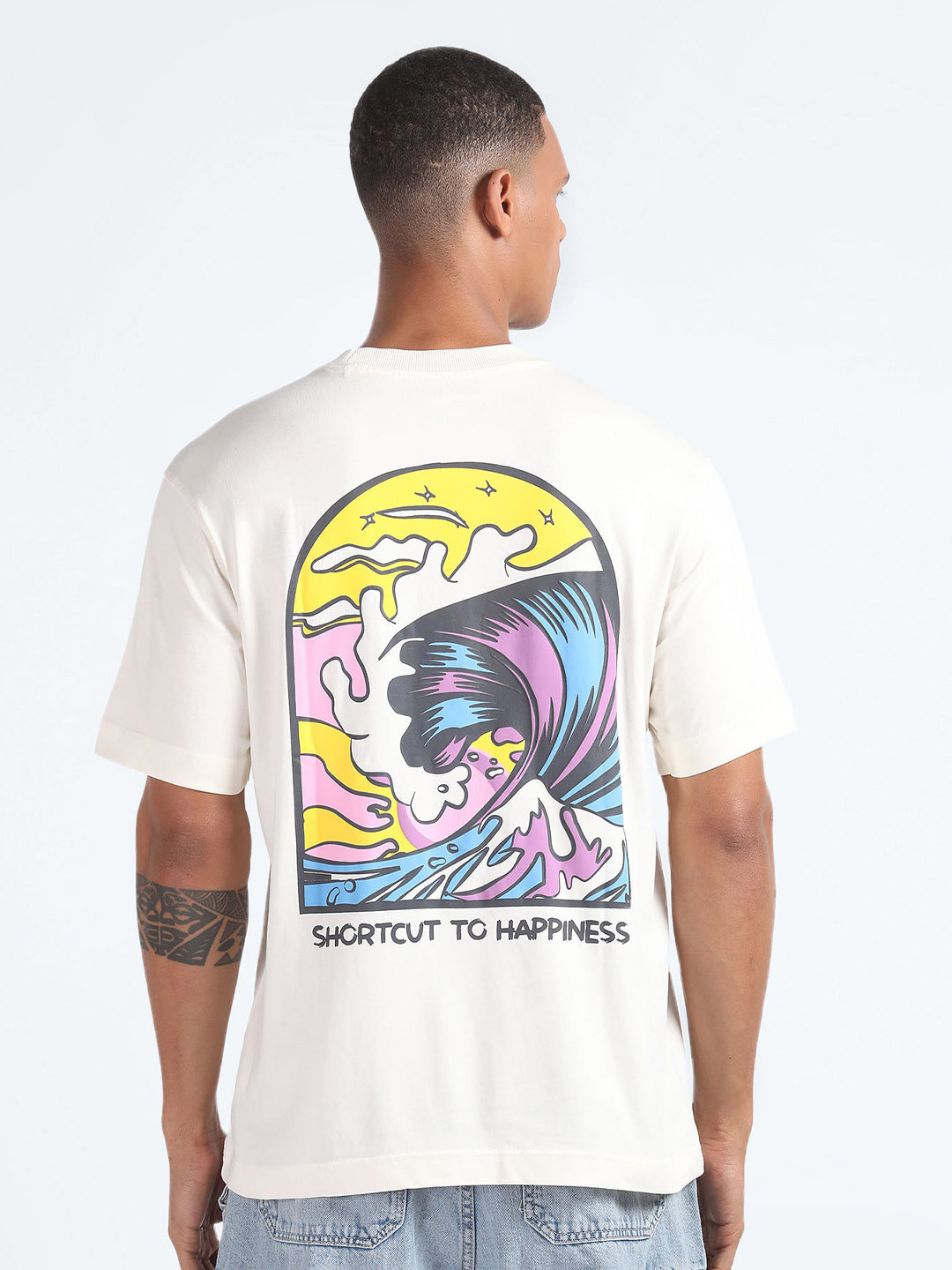 

Flying Machine Graphic Printed Oversized Cotton T-shirt, White
