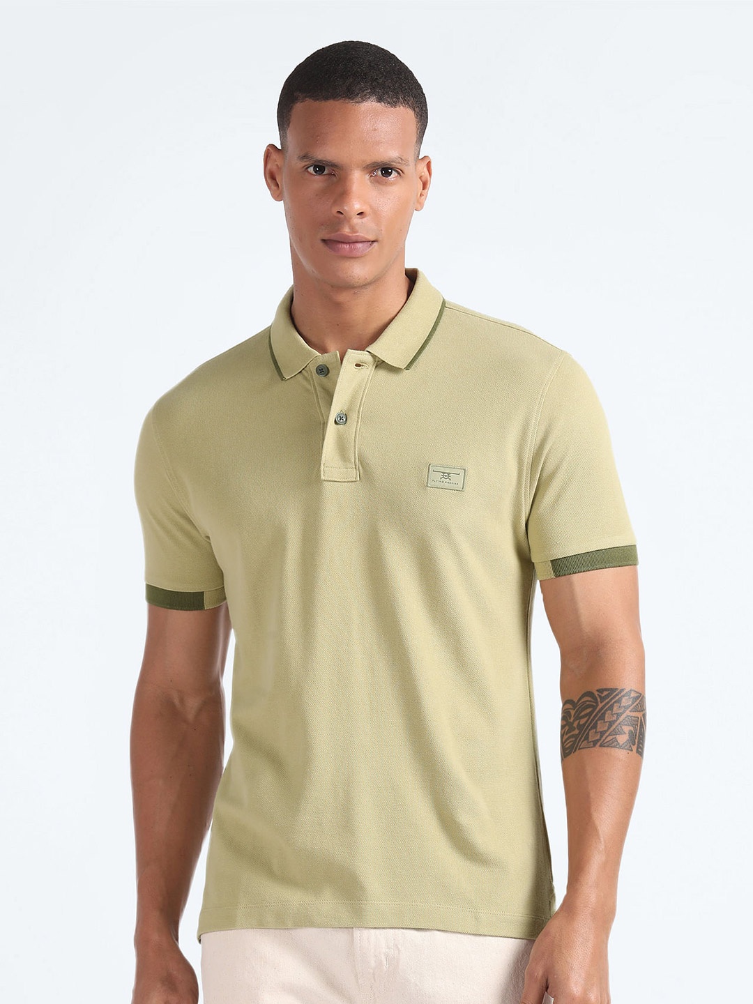 

Flying Machine Polo Collar Cotton Tshirt, Green