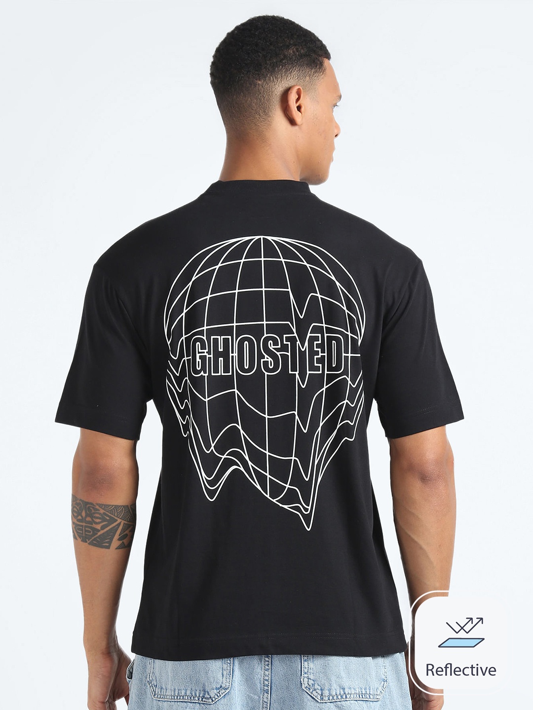 

Flying Machine Graphic Printed Cotton Oversized T-Shirt, Black