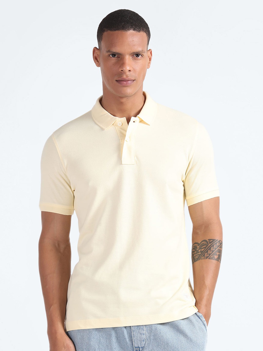 

Flying Machine Cotton Polo Collar Tshirt, Yellow
