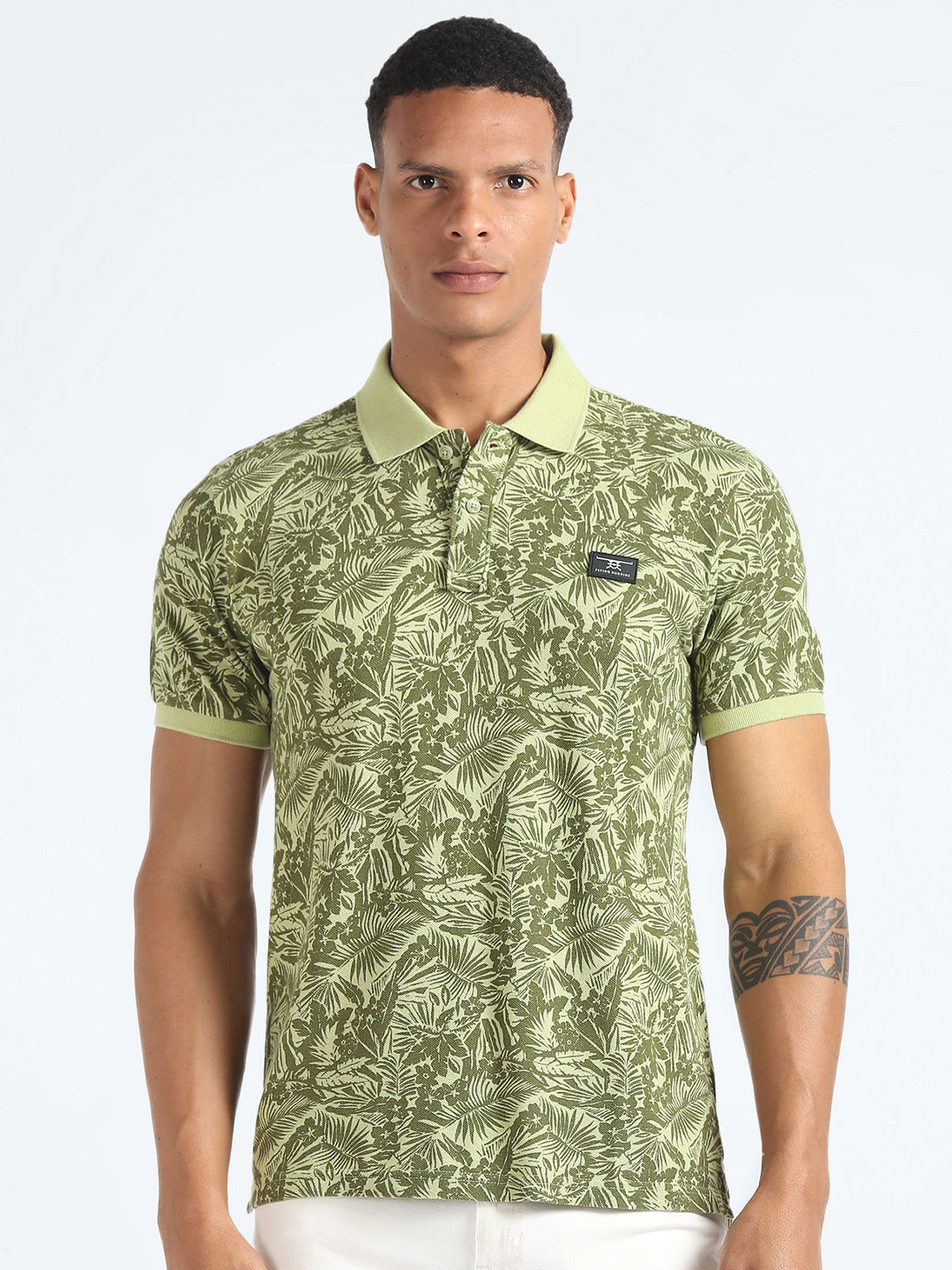 

Flying Machine Floral Printed Cotton T-shirt, Green
