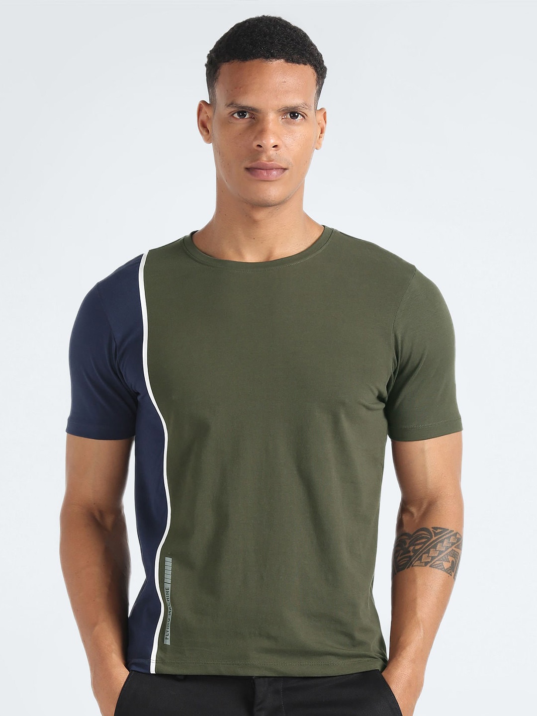 

Flying Machine Crew Neck Cotton Slim Fit Tshirt, Green