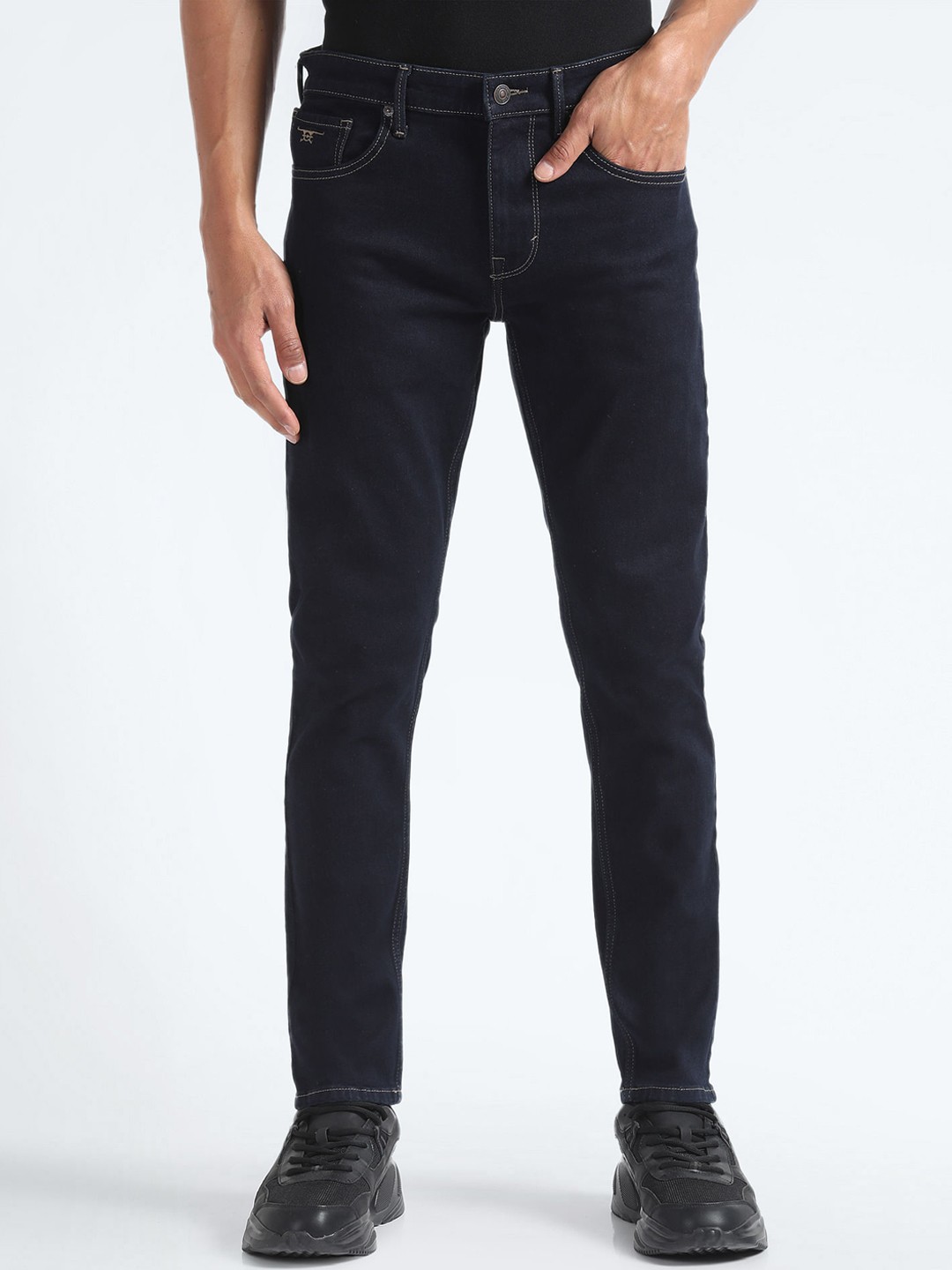 

Flying Machine Men Tapered Fit Clean Look Stretchable Jeans, Blue