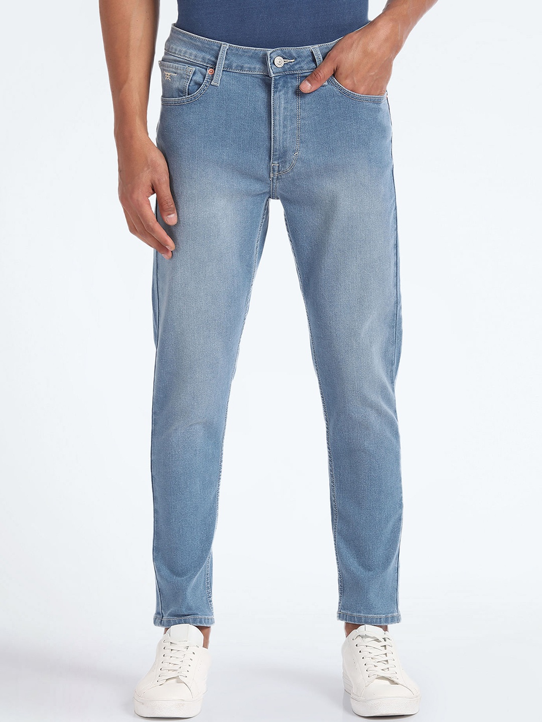 

Flying Machine Men Tapered Fit High-Rise Heavy Fade Stretchable Jeans, Blue