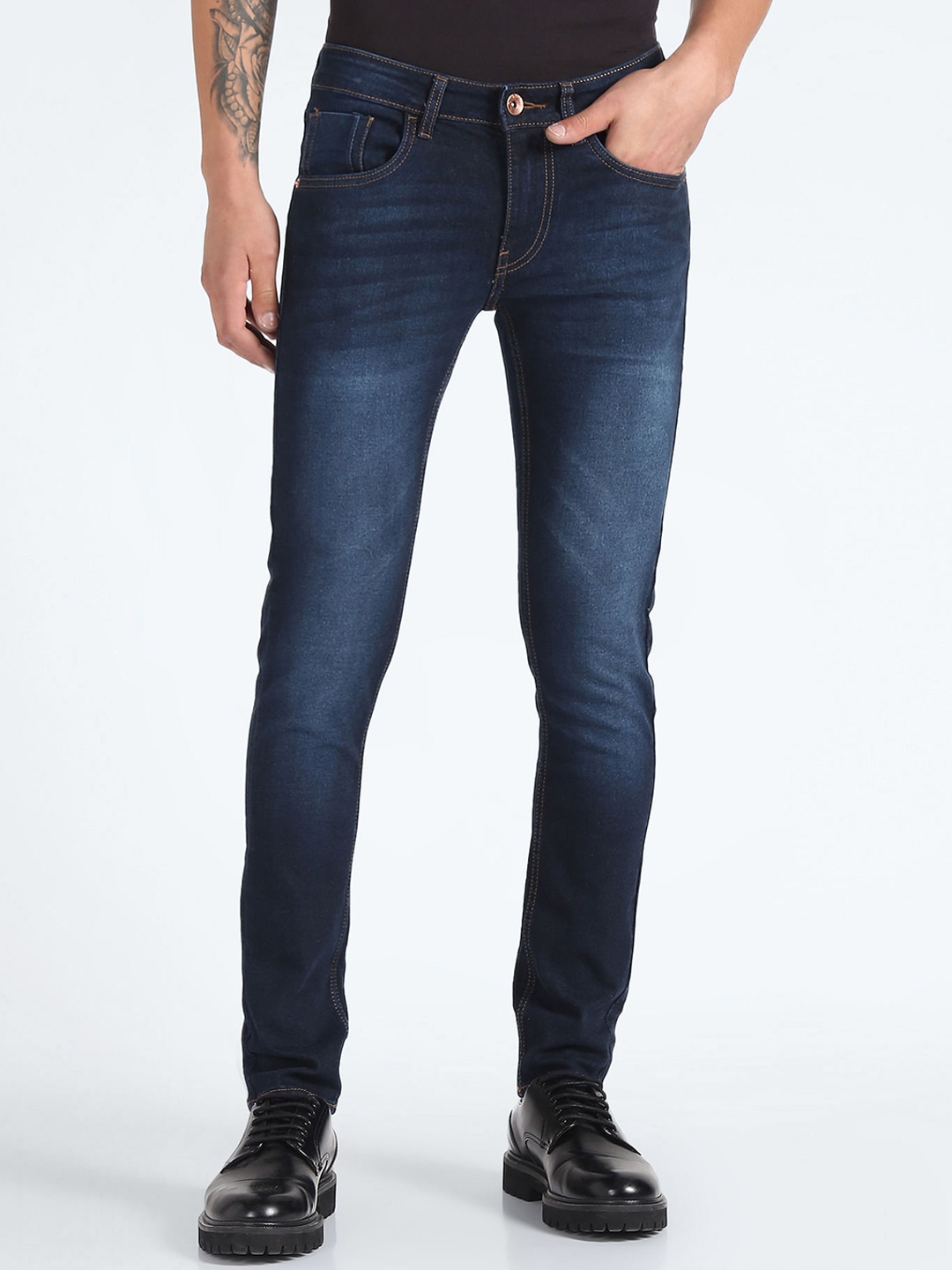 

Flying Machine Men Skinny Fit Light Fade Clean Look Stretchable Jeans, Blue