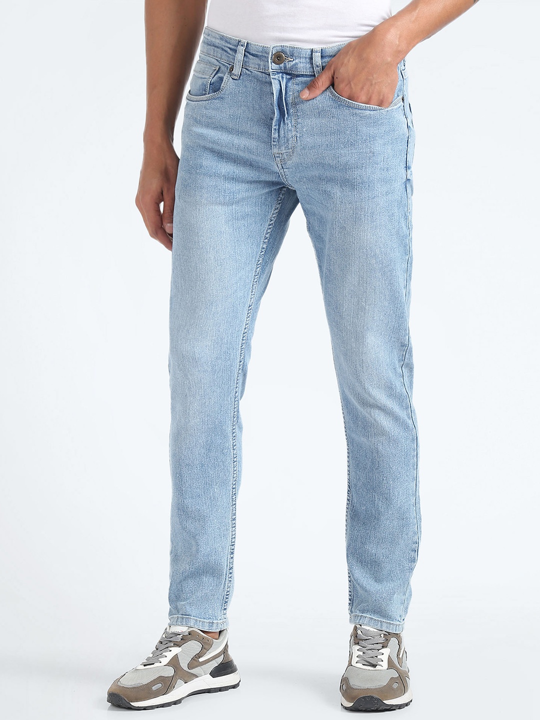 

Flying Machine Men Tapered Fit Heavy Fade Stretchable Jeans, Blue