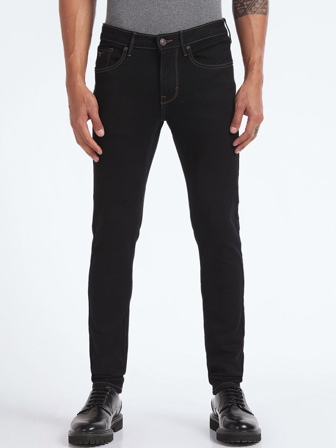

Flying Machine Men Super Skinny Fit Low-Rise Clean Look Stretchable Jeans, Navy blue