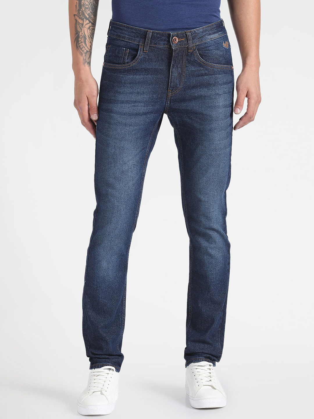 

Flying Machine Men Skinny Fit Clean Look Heavy Fade Stretchable Jeans, Blue