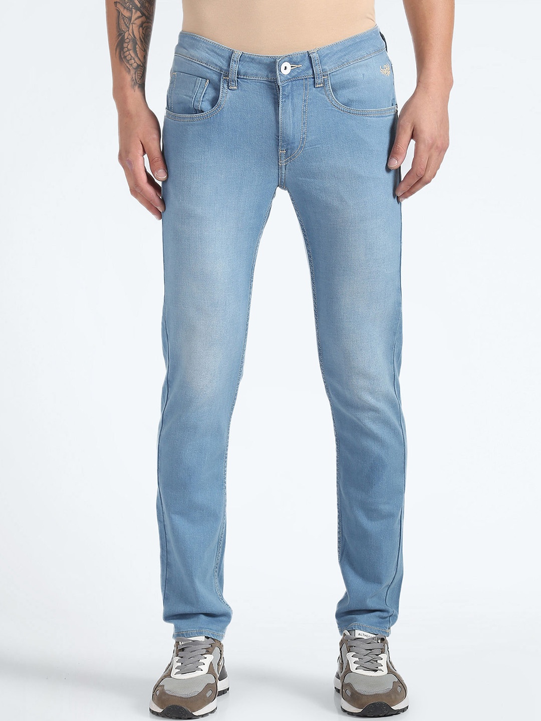

Flying Machine Men Skinny Fit Clean Look Stretchable Jeans, Blue