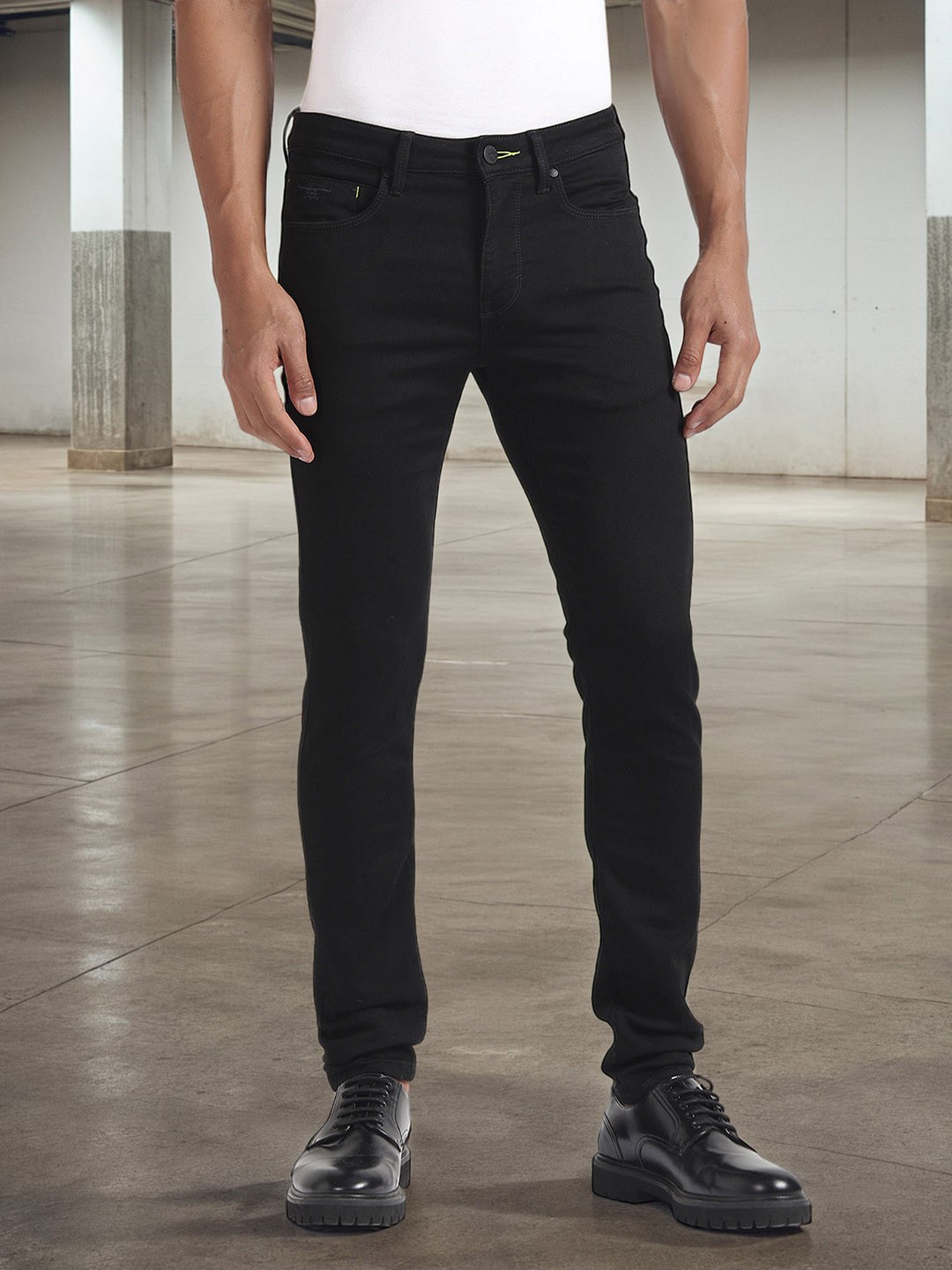 

Flying Machine Men Super Skinny Fit Mid-Rise Stretchable Jeans, Black
