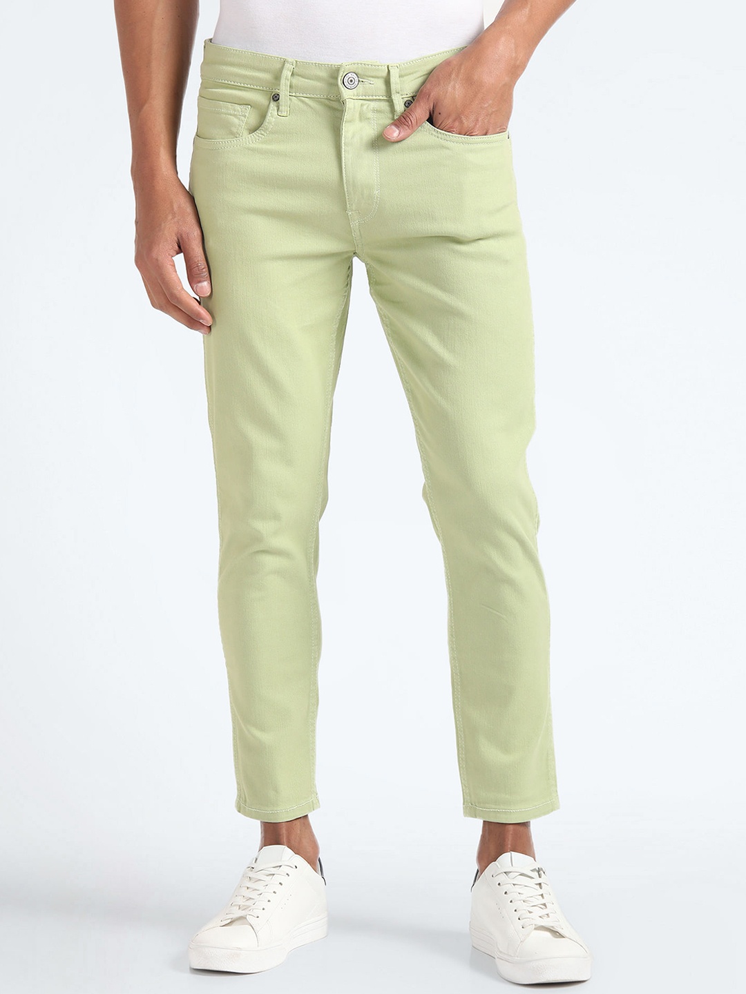 

Flying Machine Men Tapered Fit High-Rise Stretchable Jeans, Green