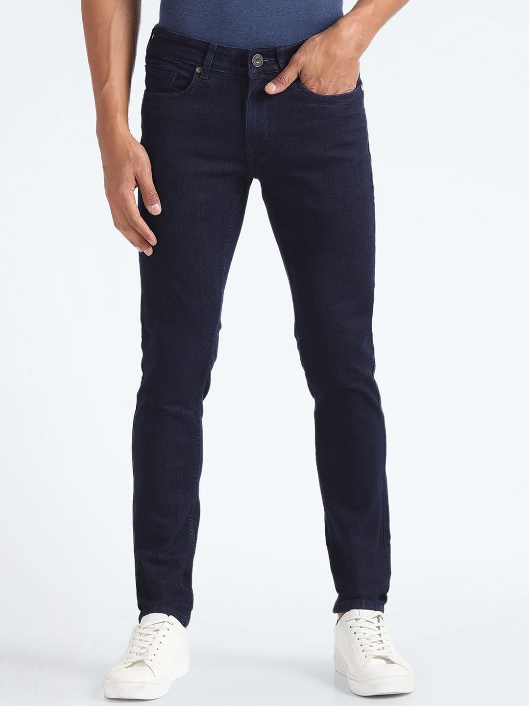 

Flying Machine Men Skinny Fit Mid Rise Clean Look Stretchable Jeans, Blue