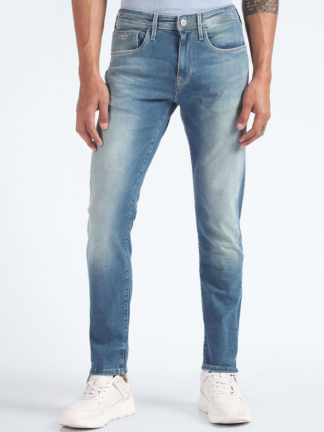 

Flying Machine Men Tapered Fit Heavy Fade Stretchable Jeans, Blue