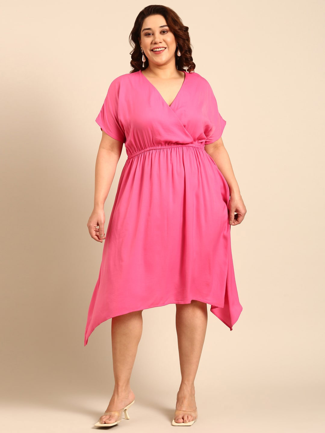 

The Pink Moon Plus Size V-Neck Fit & Flare Dress