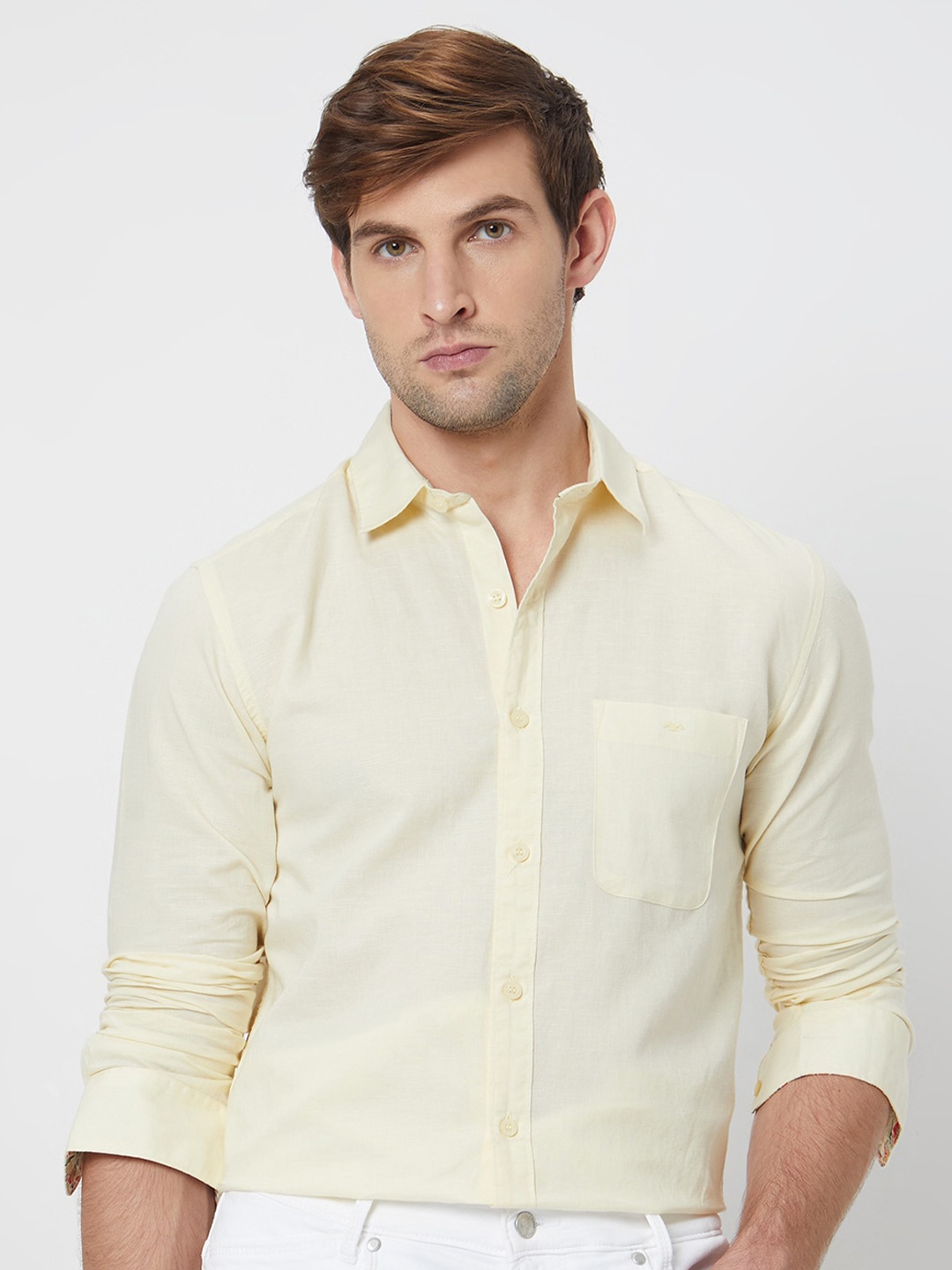 

Mufti Slim Fit Opaque Casual Shirt, Yellow