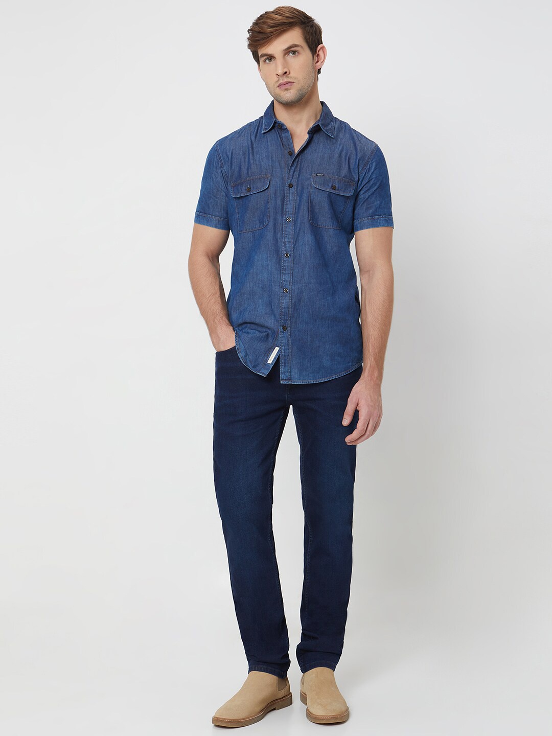 

Mufti Slim Fit Casual Shirt, Navy blue