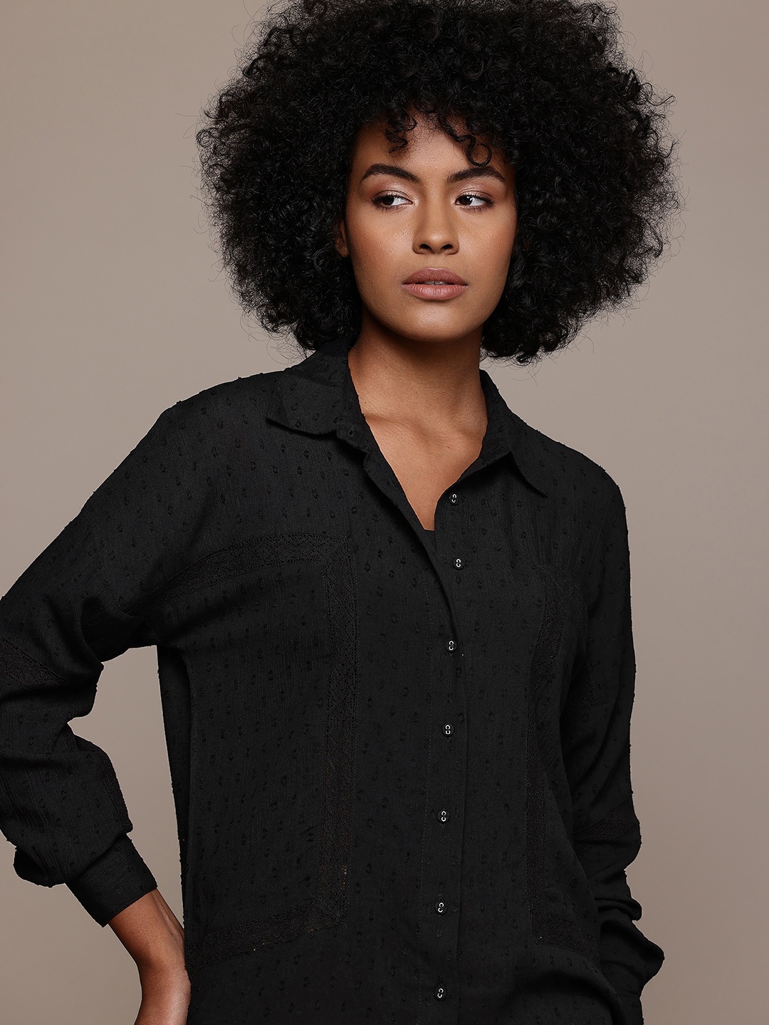 

The Roadster Lifestyle Co. Dobby Weave Casual Shirt, Black