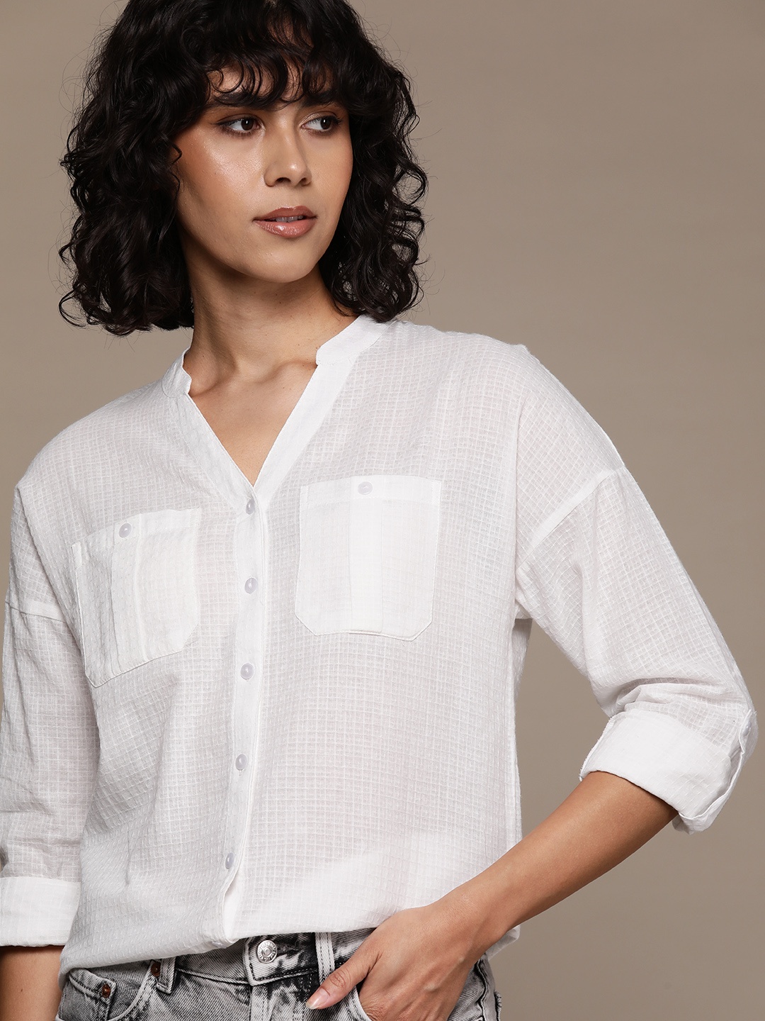 

Roadster Women Opaque Casual Shirt, White