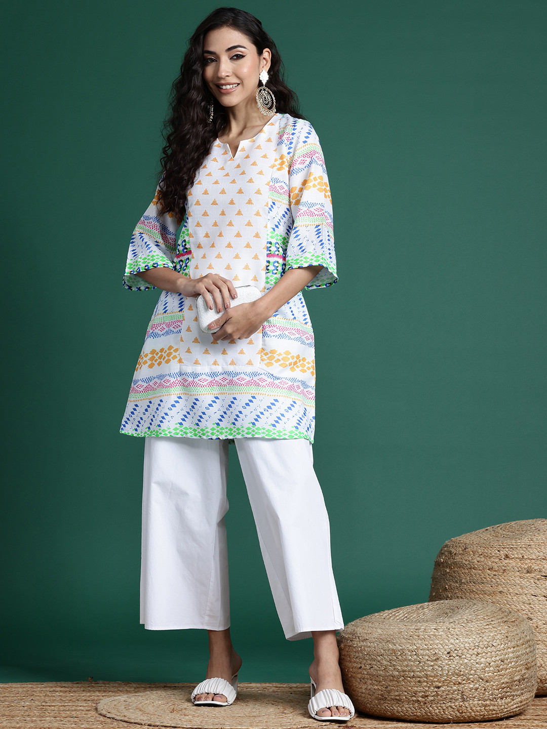 

Sangria Women Ethnic Motifs Printed Kurta, White