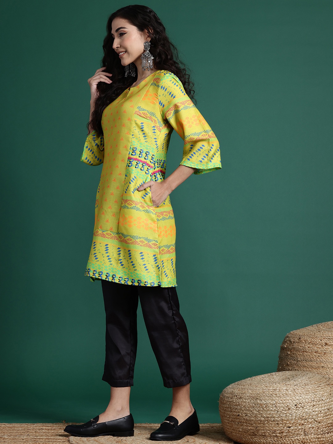 

Sangria Women Ethnic Motifs Printed Kurta, Green