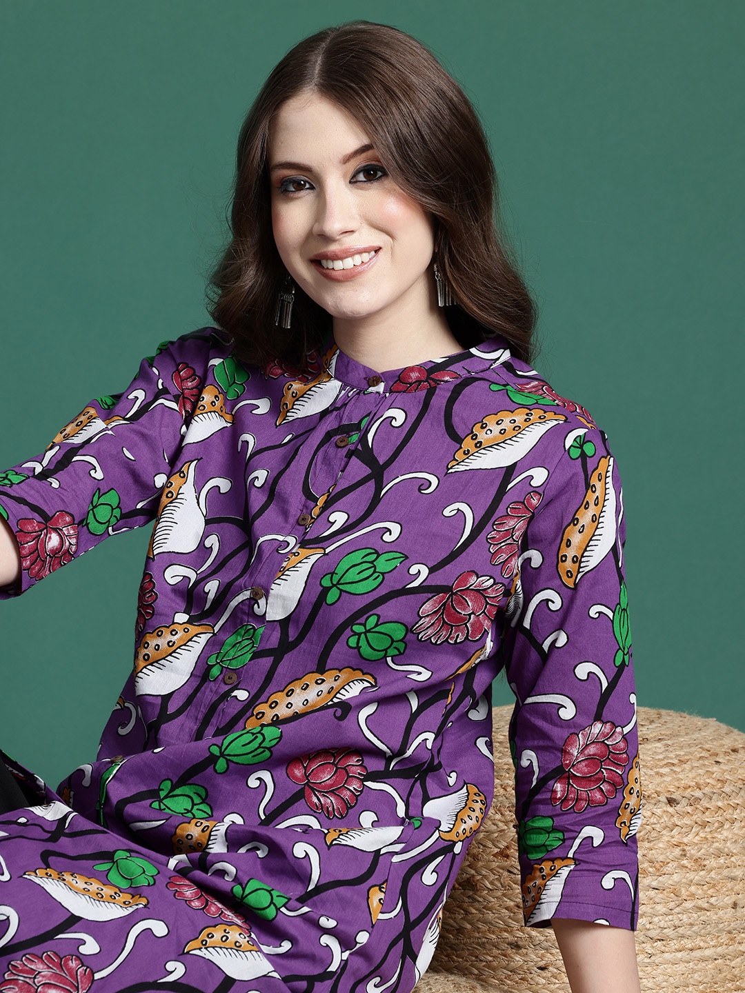 

Sangria Ethnic Motifs Printed Kurta, Purple