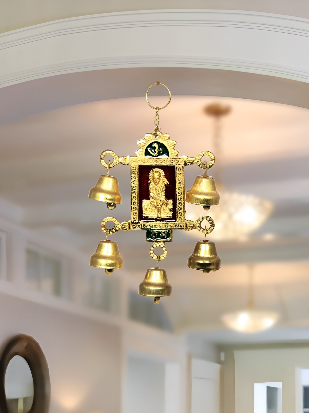 

HANDICRAFTS PARADISE Gold-Toned & Green Sai Baba Spiritual Wall Decor