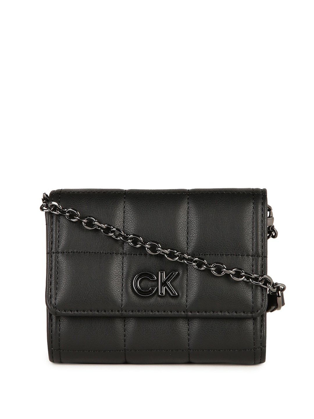 

Calvin Klein Women Textured Quilted Three Fold Wallet, Black