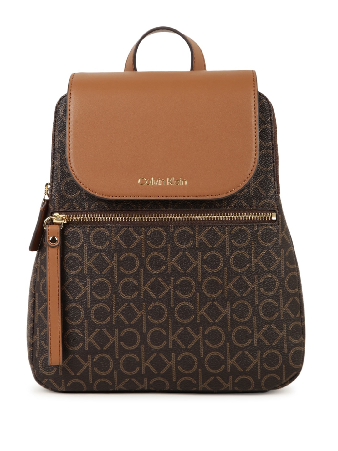 

Calvin Klein Brand Logo Printed Non-Padded Backpack, Brown
