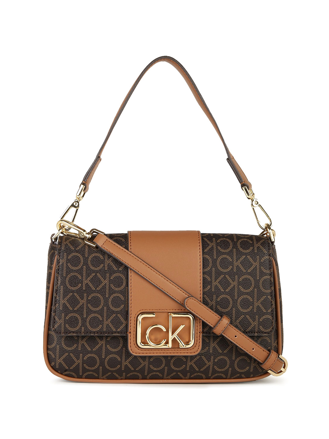

Calvin Klein Printed Structured Sling Bag, Brown