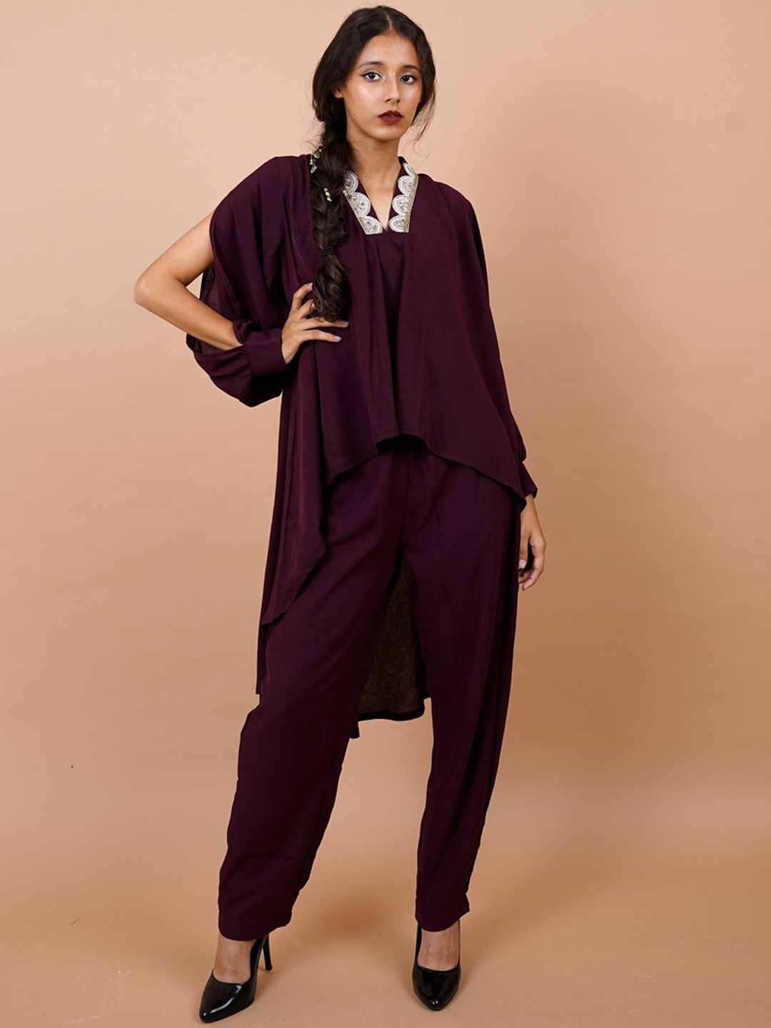 

HOUSE OF MIRA V-Neck Long Sleeves Tunic Co-ords, Magenta