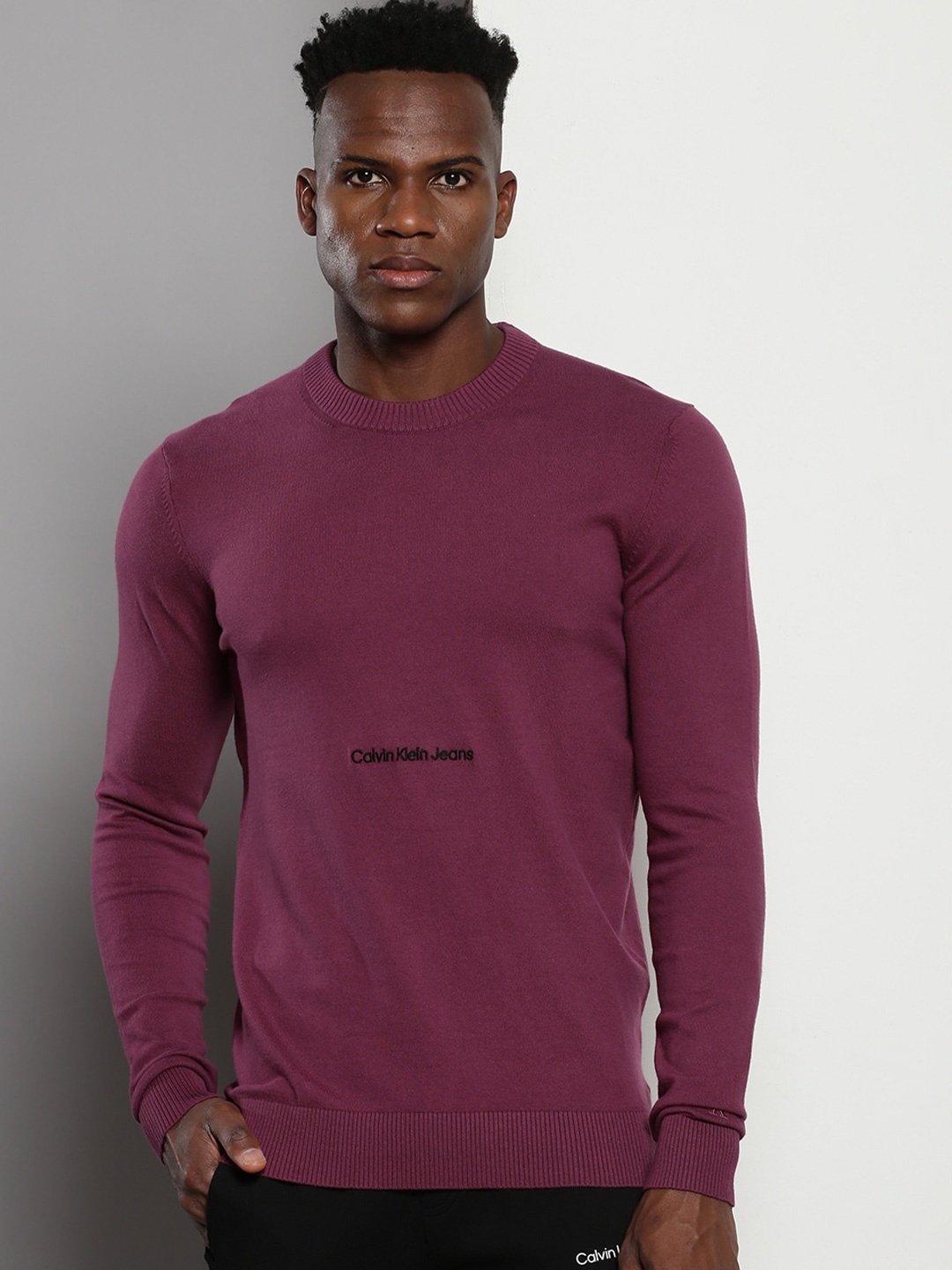 

Calvin Klein Pullover Cotton Ribbed Casual Sweaters, Purple