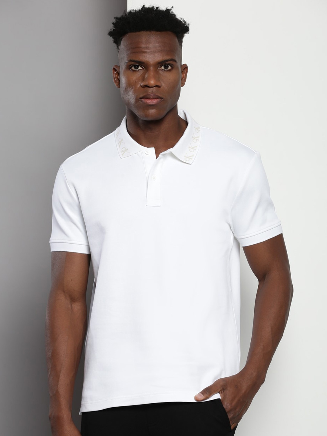

Calvin Klein Cotton Polo Collar Pockets Regular Fit T-shirt, White