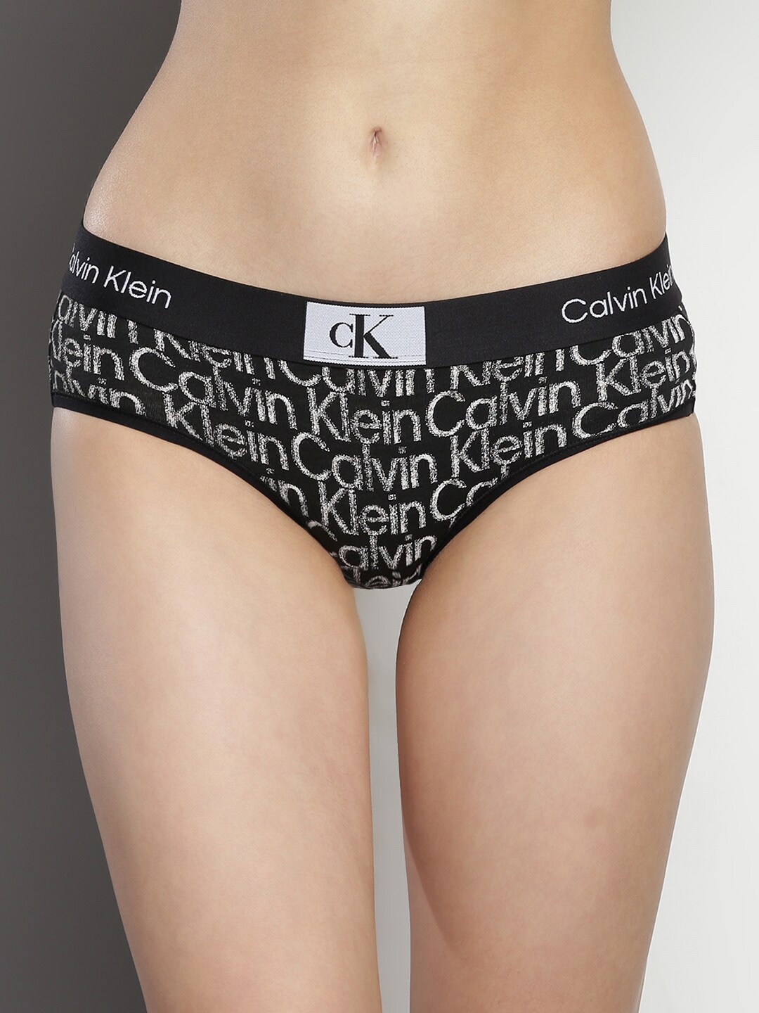 

Calvin Klein Brand Logo Printed Hipster Briefs, Black