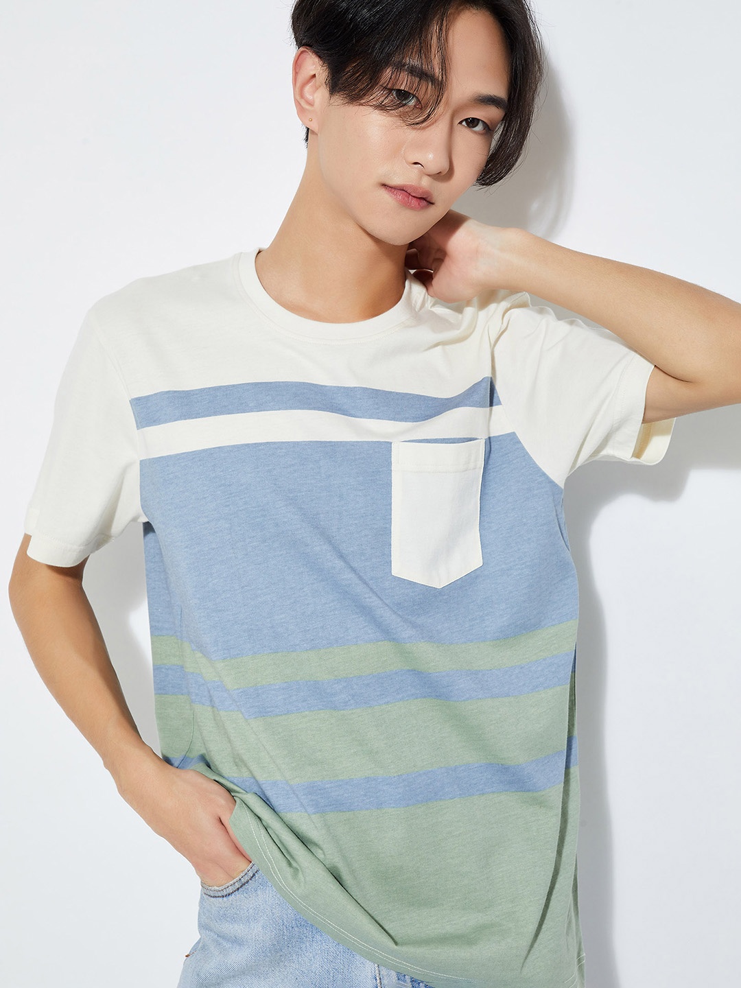 

max URB_N Striped Slim Fit T-shirt, Blue
